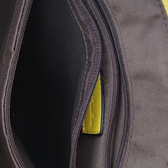 Bostonten shoulder bag yellow double straps zip top large vegan leather - Picture 6 of 12